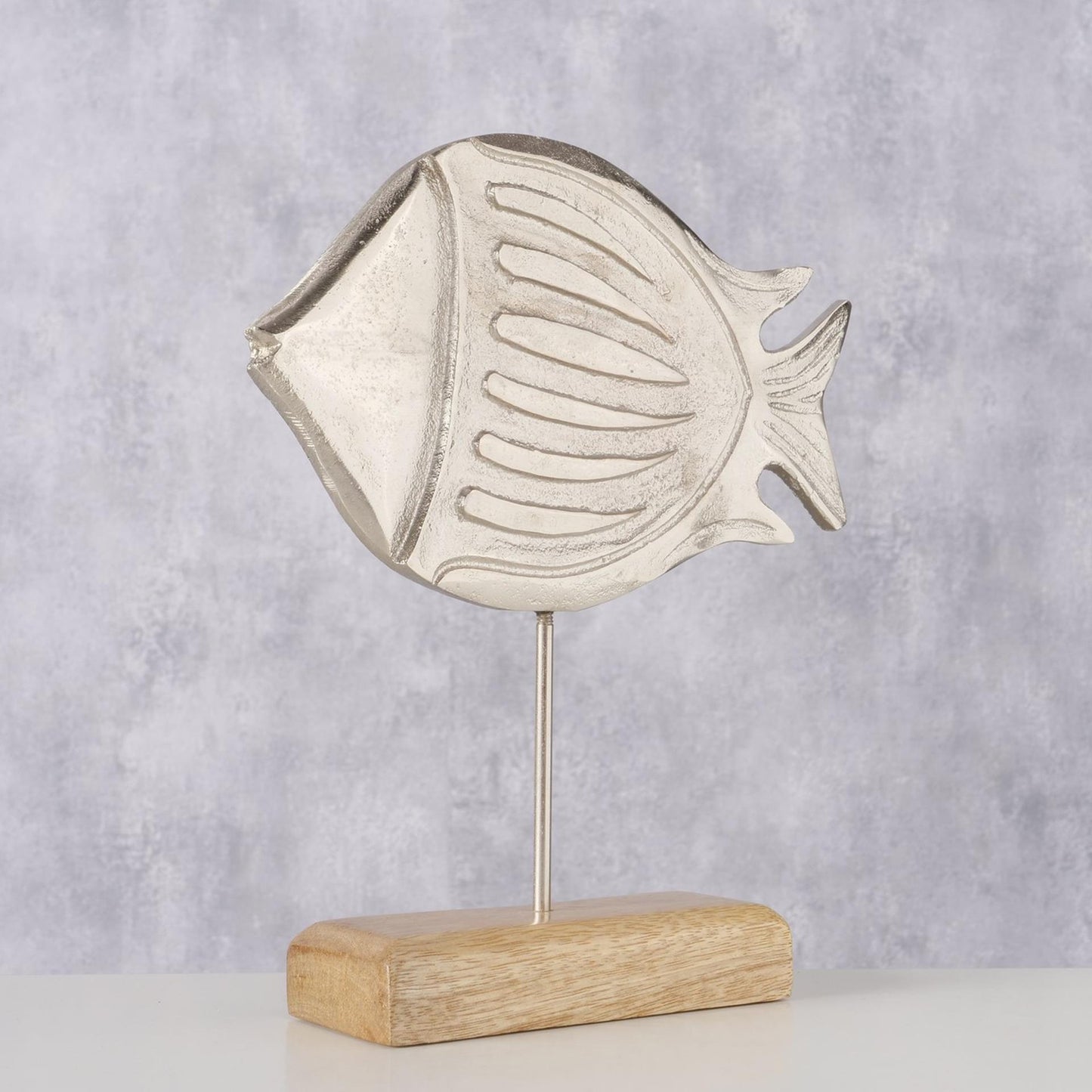 Boltze home figuur fisky vis 20x5,5x23,5cm aluminium en mangohout