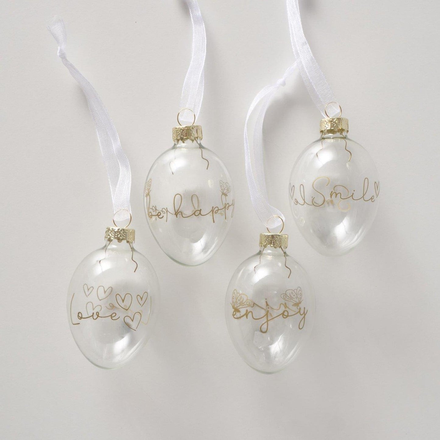 Boltze home deco hanger ei glas set 4-delig ø4xh7cm mat of heldermet tekst