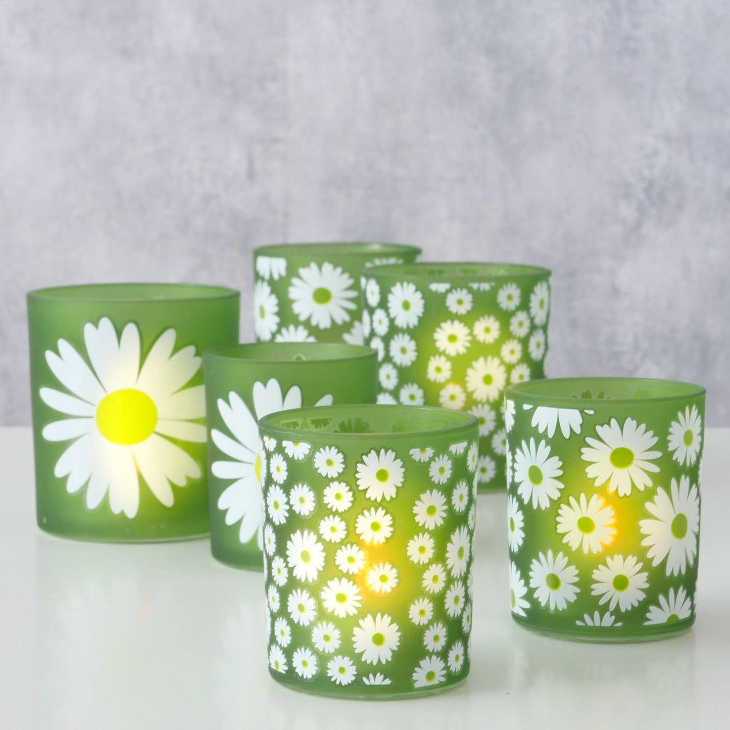 Boltze home windlicht daisie 2-delig dia7x8,5cm 9x10,3cm glas