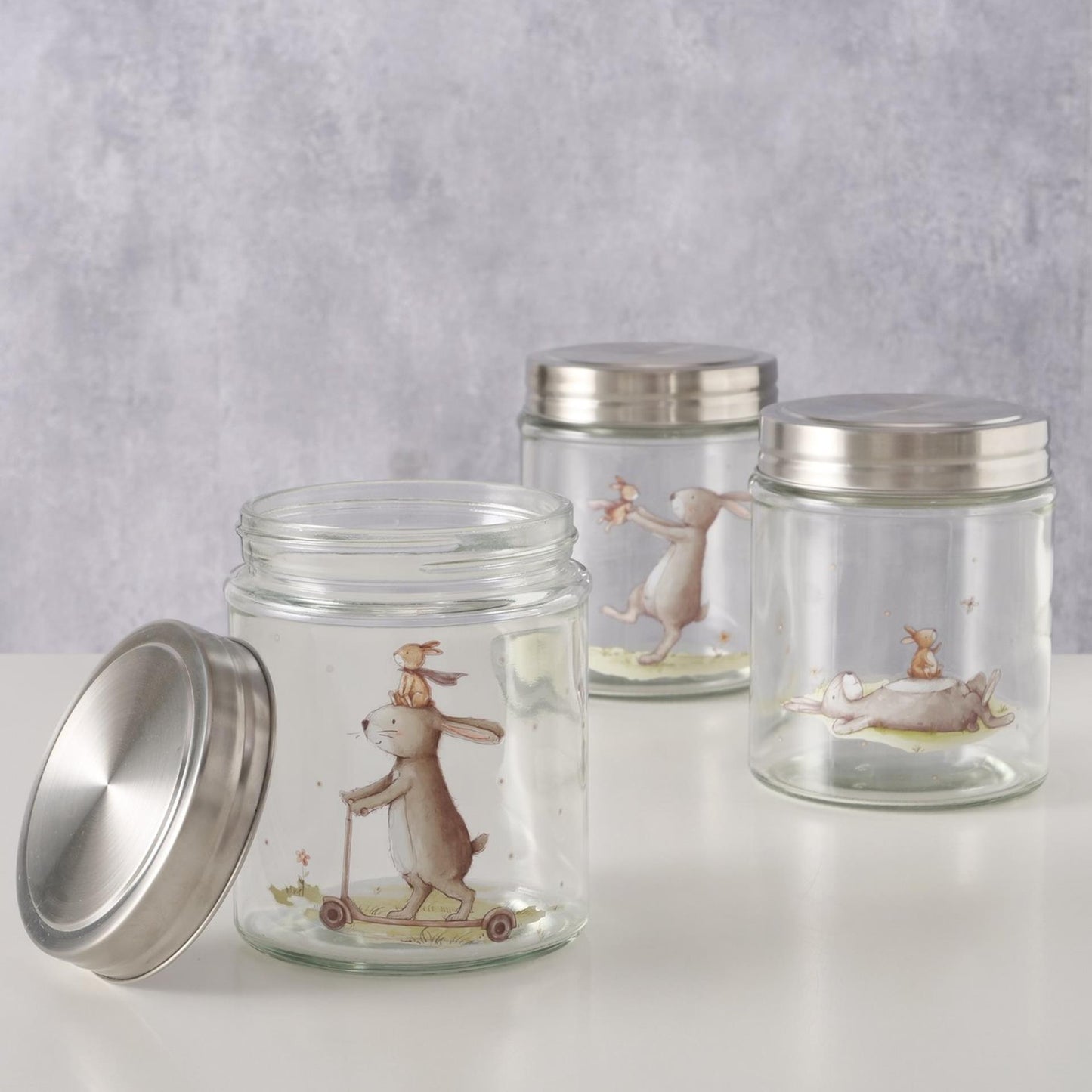 Boltze home voorraadpot bunny 625 ml dia10x12cm glas konijn