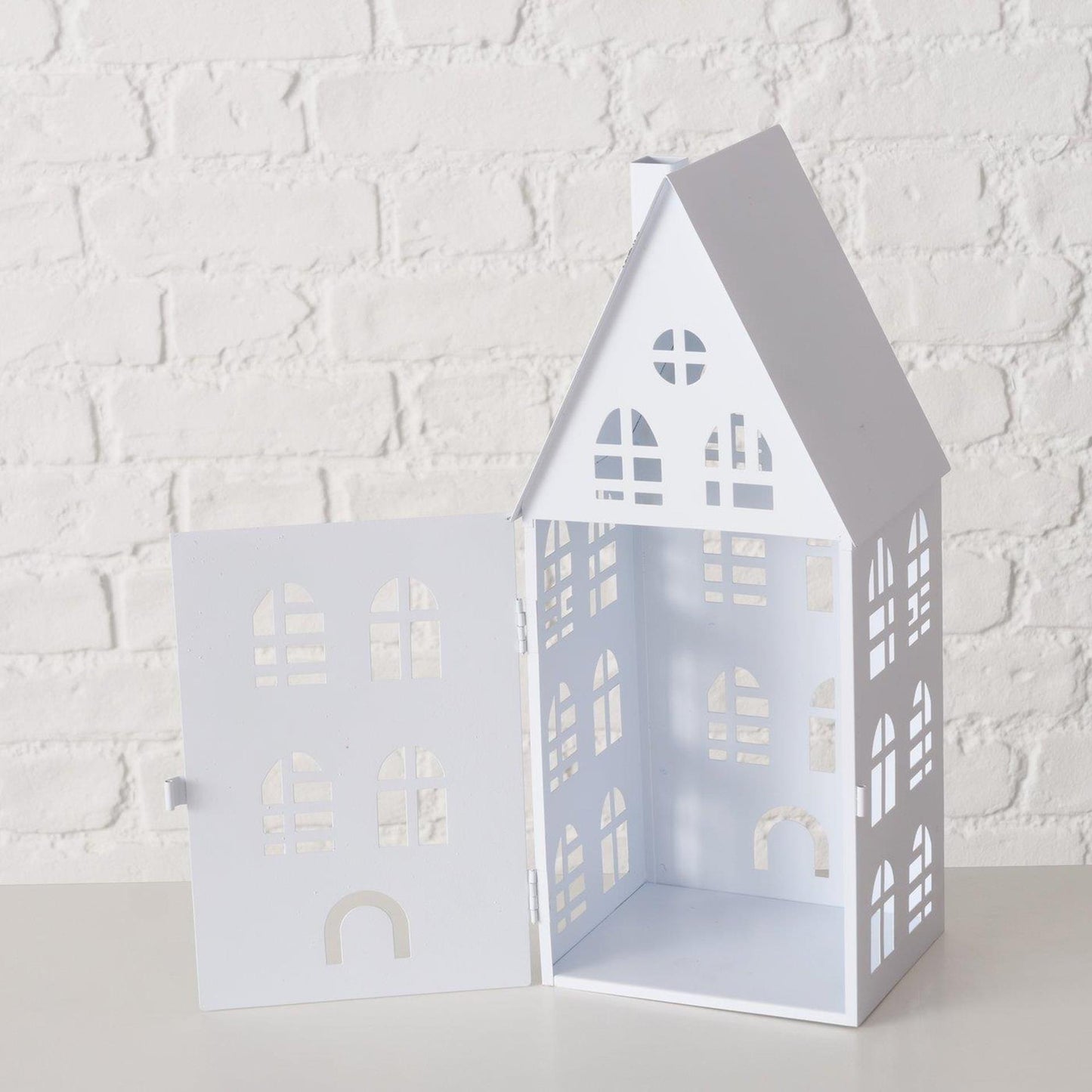 Boltze home lantaarnset dover huis 3-delig l9-13-16,5cm b7,5-10,5-13,5cm h13-24-37cm wit