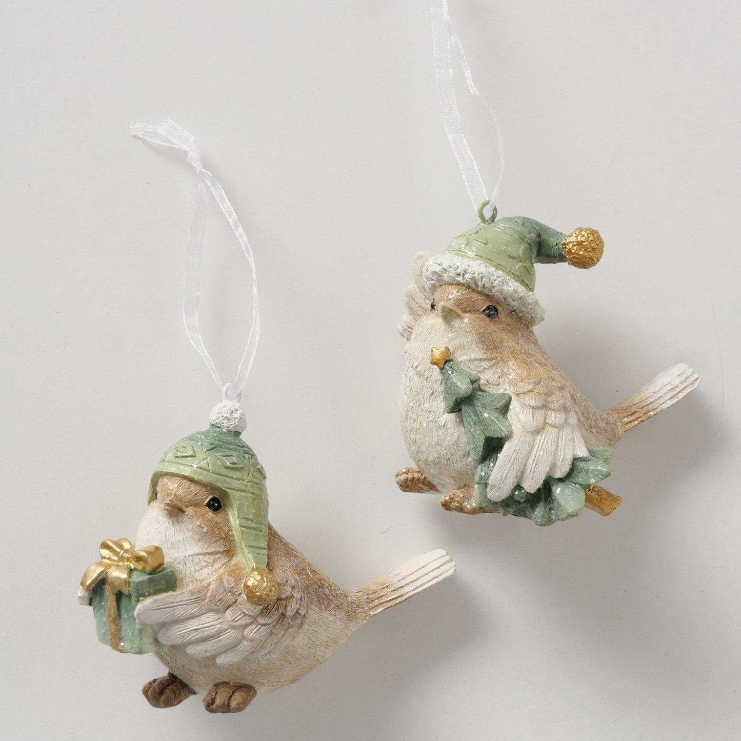 Boltze home kersthanger vogel manu 7,5x7,5x7cm 2 assorti