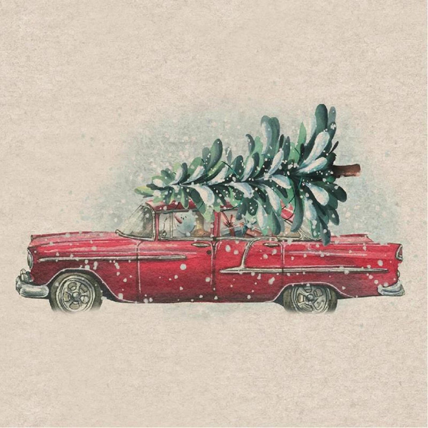 Duni servetten kerstboom in auto 33cm