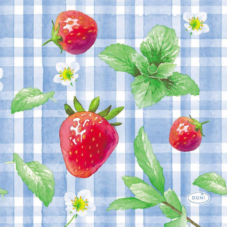 Duni servetten strawberry picnic 24x24cm