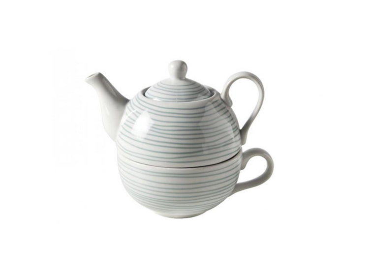 Cosy trendy tea for one green lines