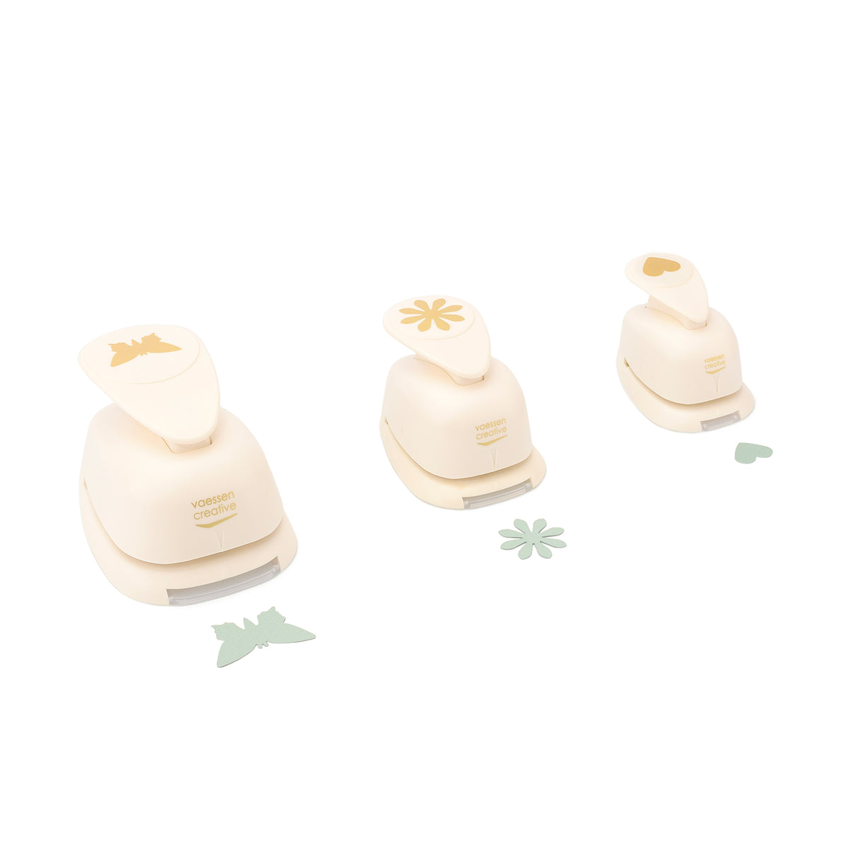 Vaessen creative • figuurpons set hart bloem vlinder 3st.