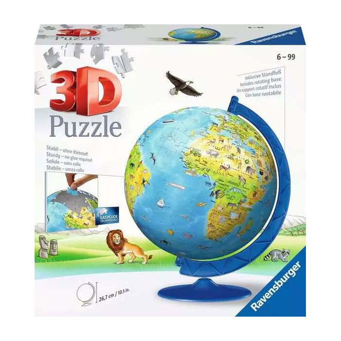 Ravensburger xxl kinder globe (engels) - 3d puzzel - 180 stukjes