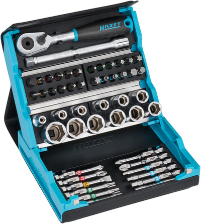 Hazet smartcase dopsleutelset 2200sc-2 | 1 4 inch (6,3 mm) zeskant massief, 1 4 inch (6,3 mm) vierkant hol | buitentwaalfkant tractieprofiel, sleufprofiel, kruiskop profiel ph | 50-delig