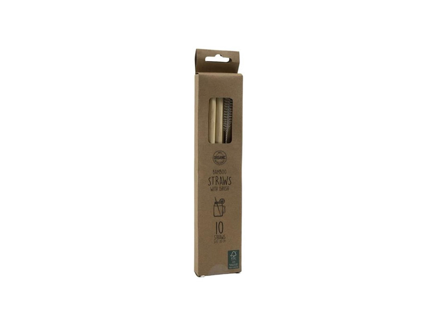 Kitchen tools rietjes bamboe 20cm 10 stuks in doosje met borstel