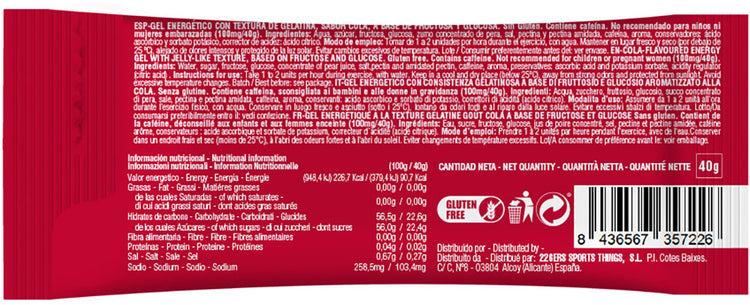 226ers hydrajelly 100mg caffeine cola gel 40g