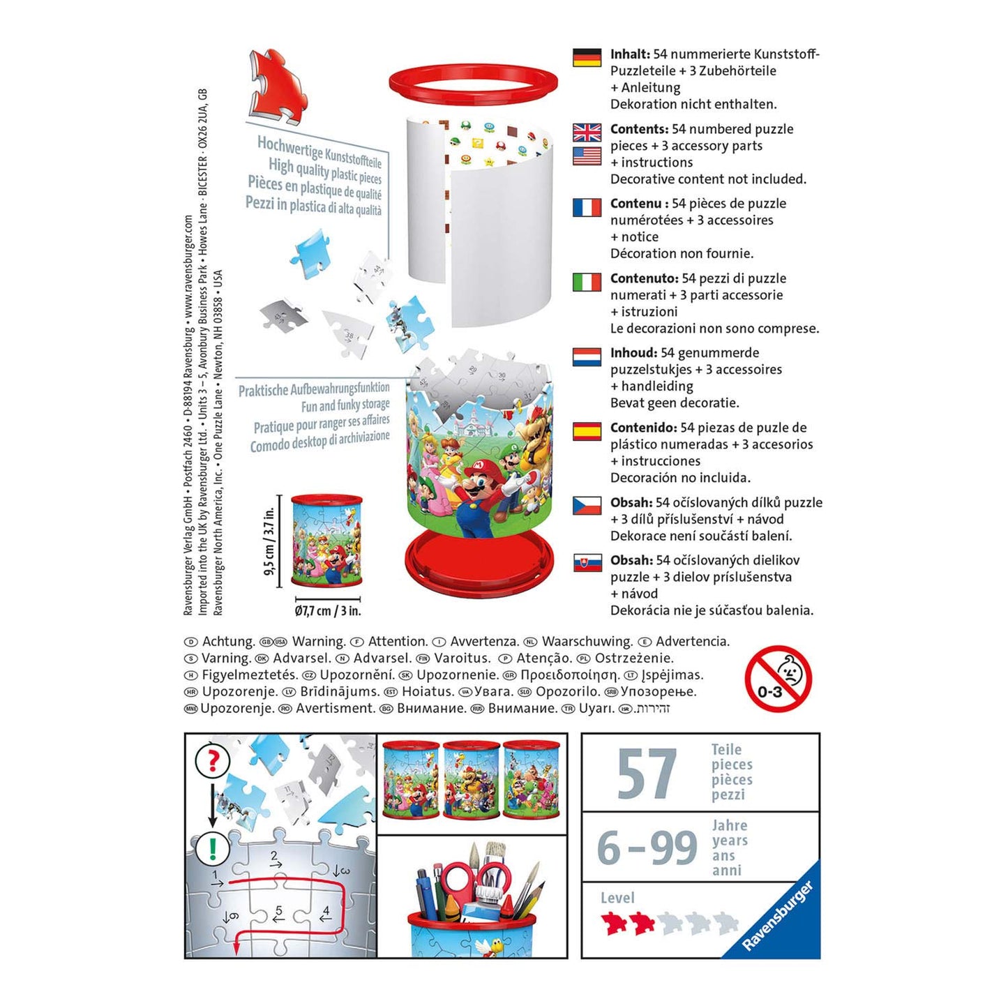 Ravensburger 3d puzzel pennenbak super mario - 54 stukjes