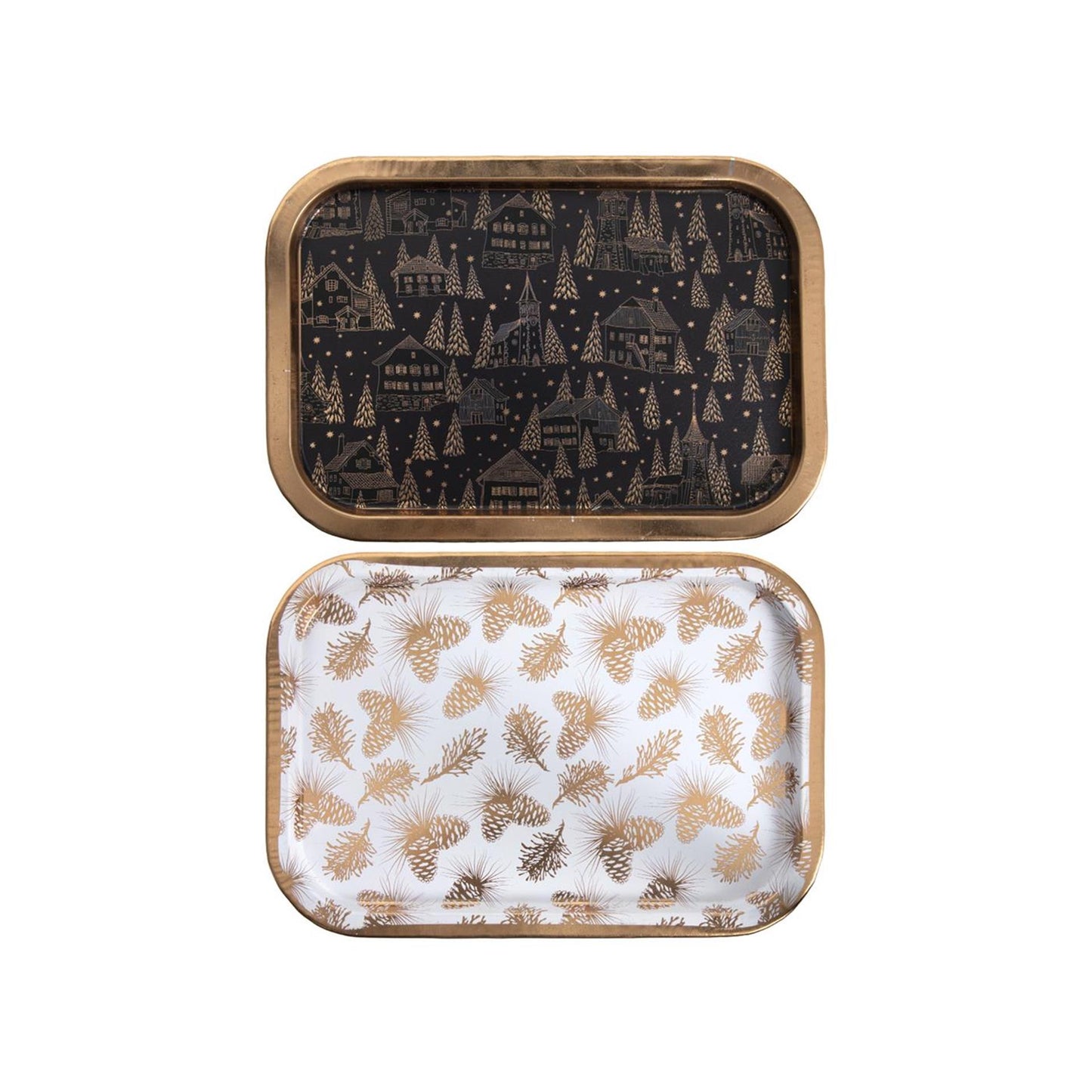 Svenska living dienblad 34x23x1,5cm zwart goud en wit goud 2 assorti metaal