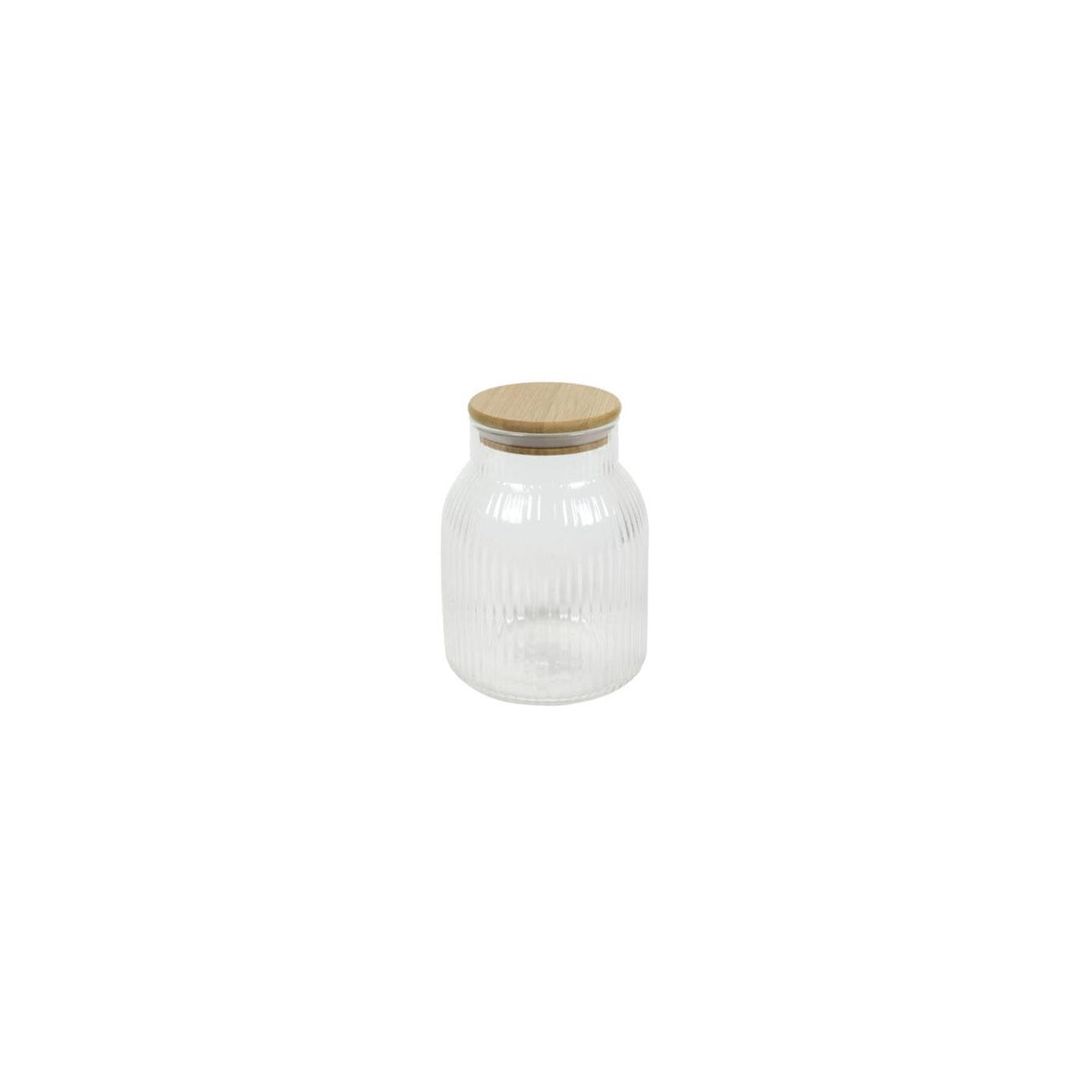 Voorraadpot lines glas met bamboe deksel ø11,5x16cm