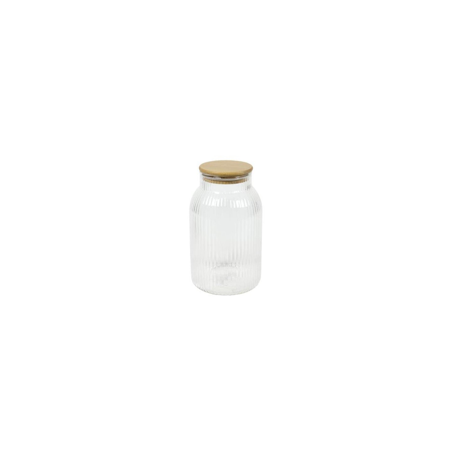 Voorraadpot lines glas bamboe h20,5cm
