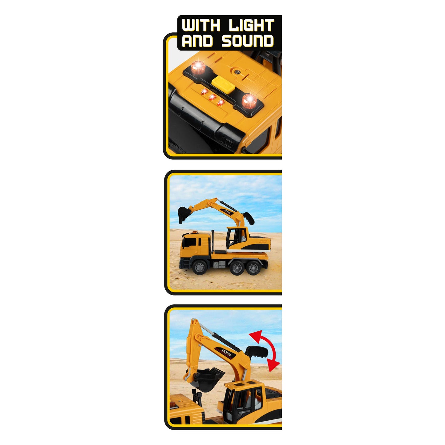 Toi-toys vehicool graafmachine met licht en geluid - 25cm