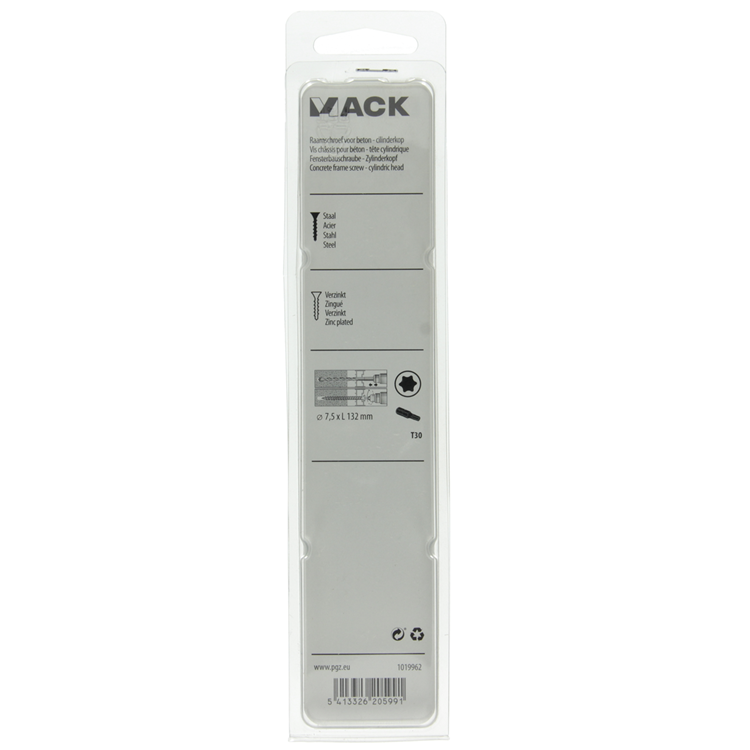 Mack 1019962 - beton raamschroef verzinkt cil.kop 8st 7,5 x 132 mm | 5 stuks