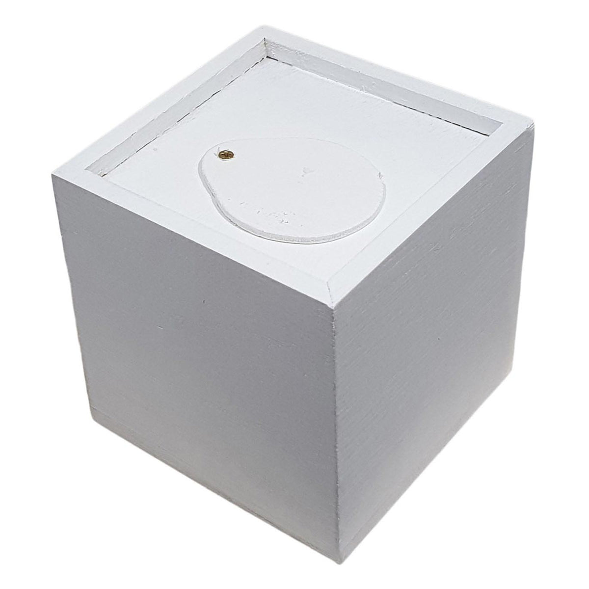 Creativ company houten spaarpot vierkant - wit - l 8,7 cm x b 8,5 cm x h 8,6 cm