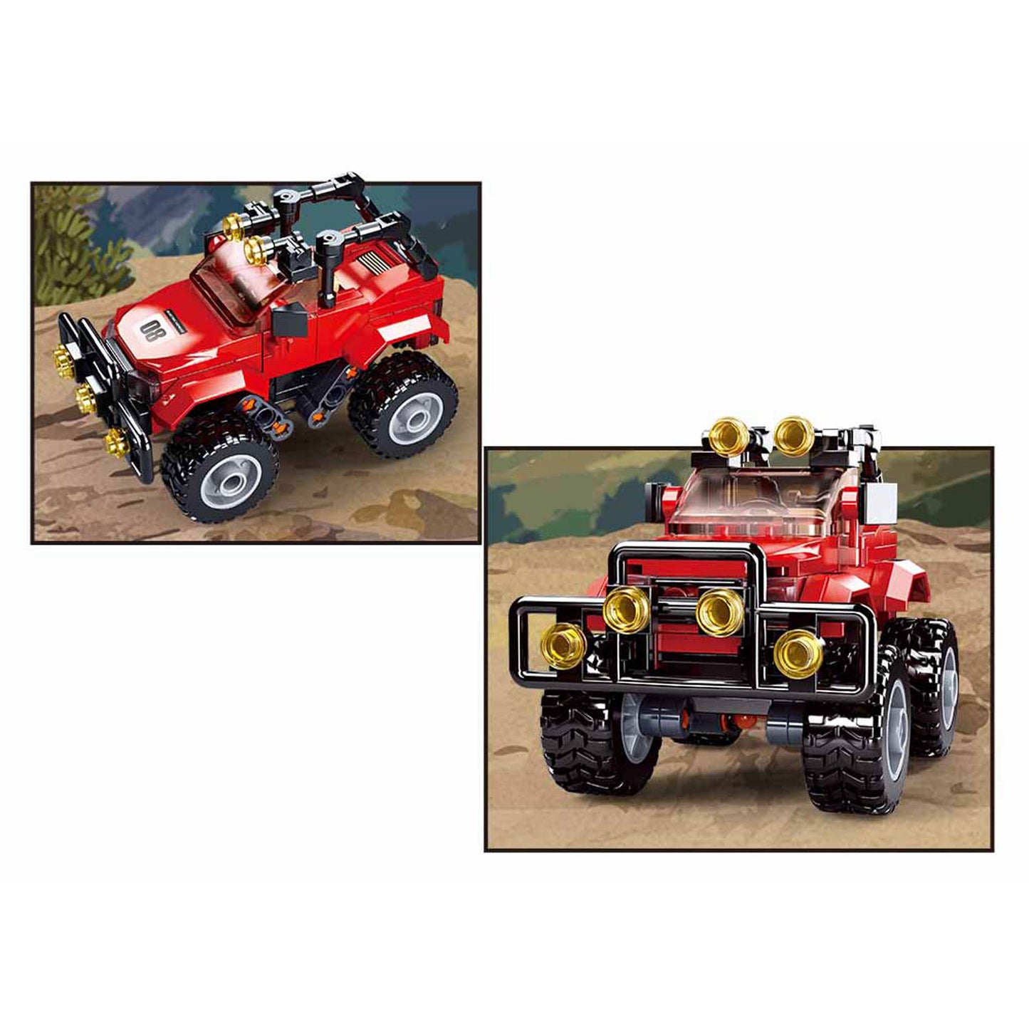 Sluban town rode jeep bouwspeelgoed kinderen vanaf 6 jaar – constructiespeelgoed modelbouw – bouwdoos met 135 bouwstenen en 1 minifiguur – m38-b0902
