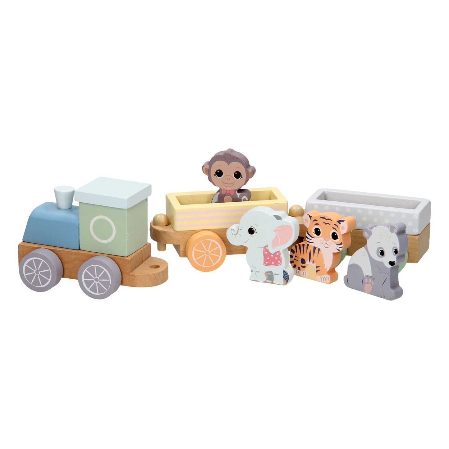 Joueco houten trein wilde dieren