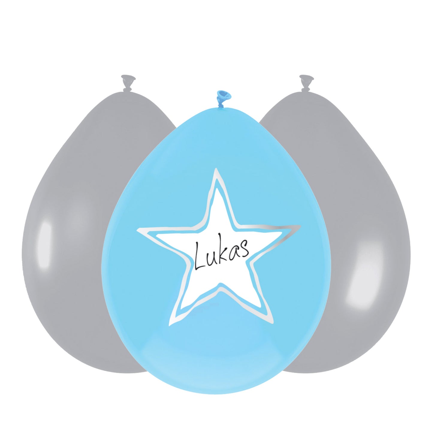 Haza witbaard ballonnen baby jongen, 6st.