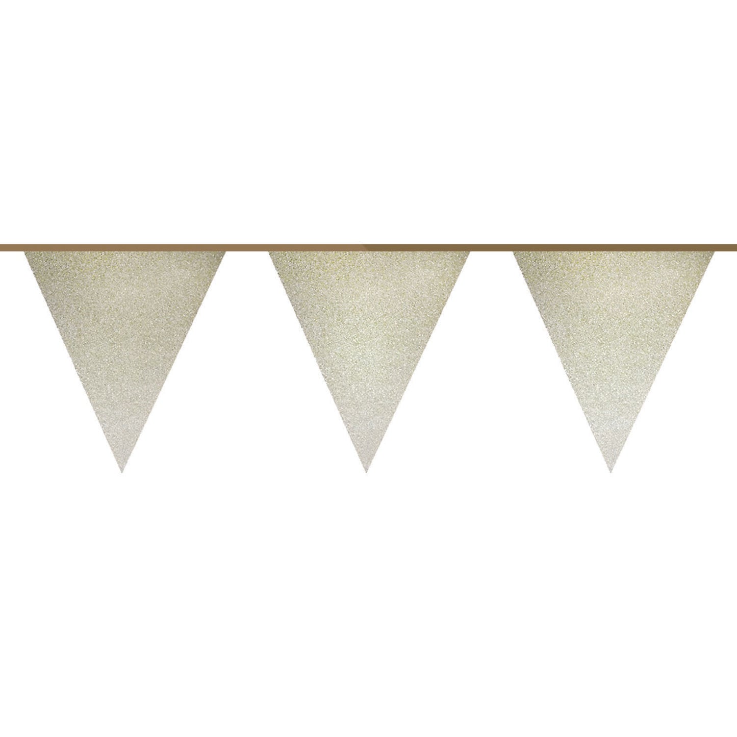 Haza witbaard vlaggenlijn goud glitter, 6mtr.