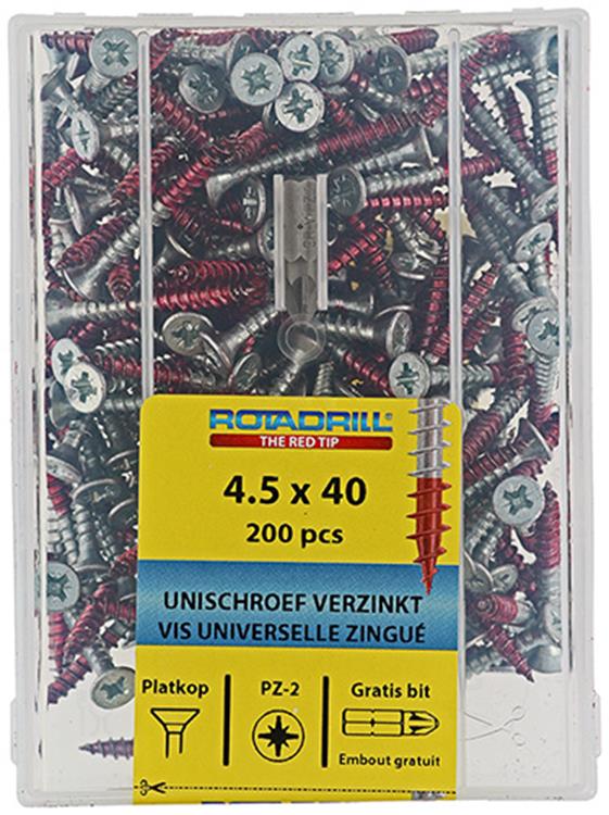Rotadrill 1040023 - universeelschroef vkpzd vz 4.5x40mm (200) | 4 stuks