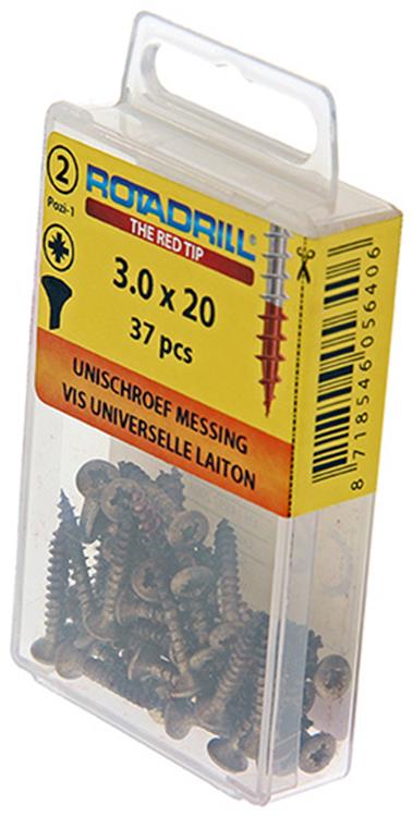 Rotadrill 1039879 - universeelschroef messing lk pzd 3,0x20mm (37) | 6 stuks