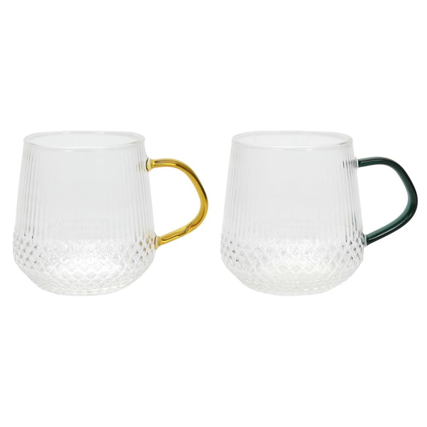 Svenska living drinkglas met gekleurd oor amber petrol zwart ã˜7,5x9,5cm 400ml