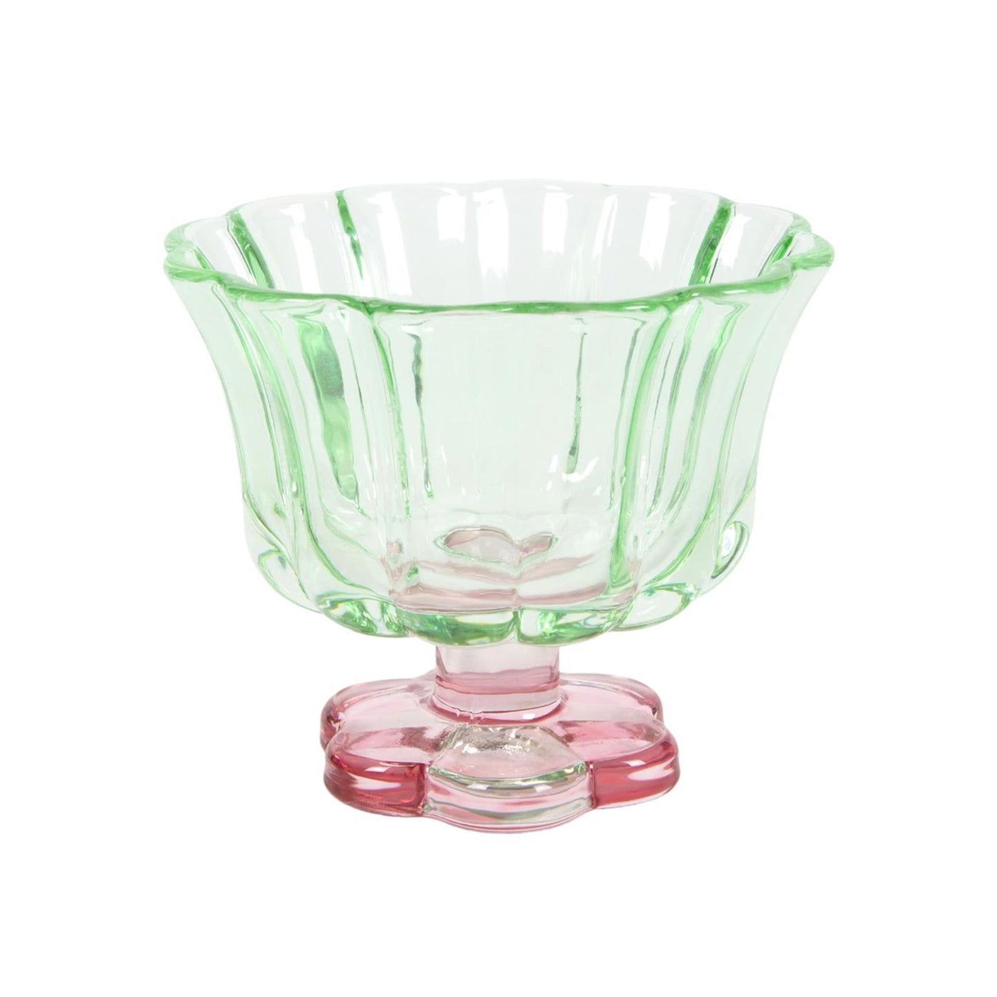 Drinkglas bloemvorm roze groen doos a 6 stuks ø10,8x9,3cm