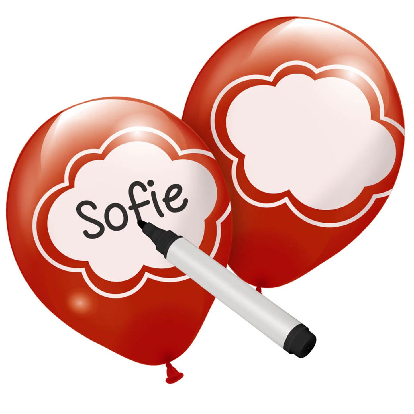 Folat bv beschrijfbare ballonnen gekleurd, 6st.