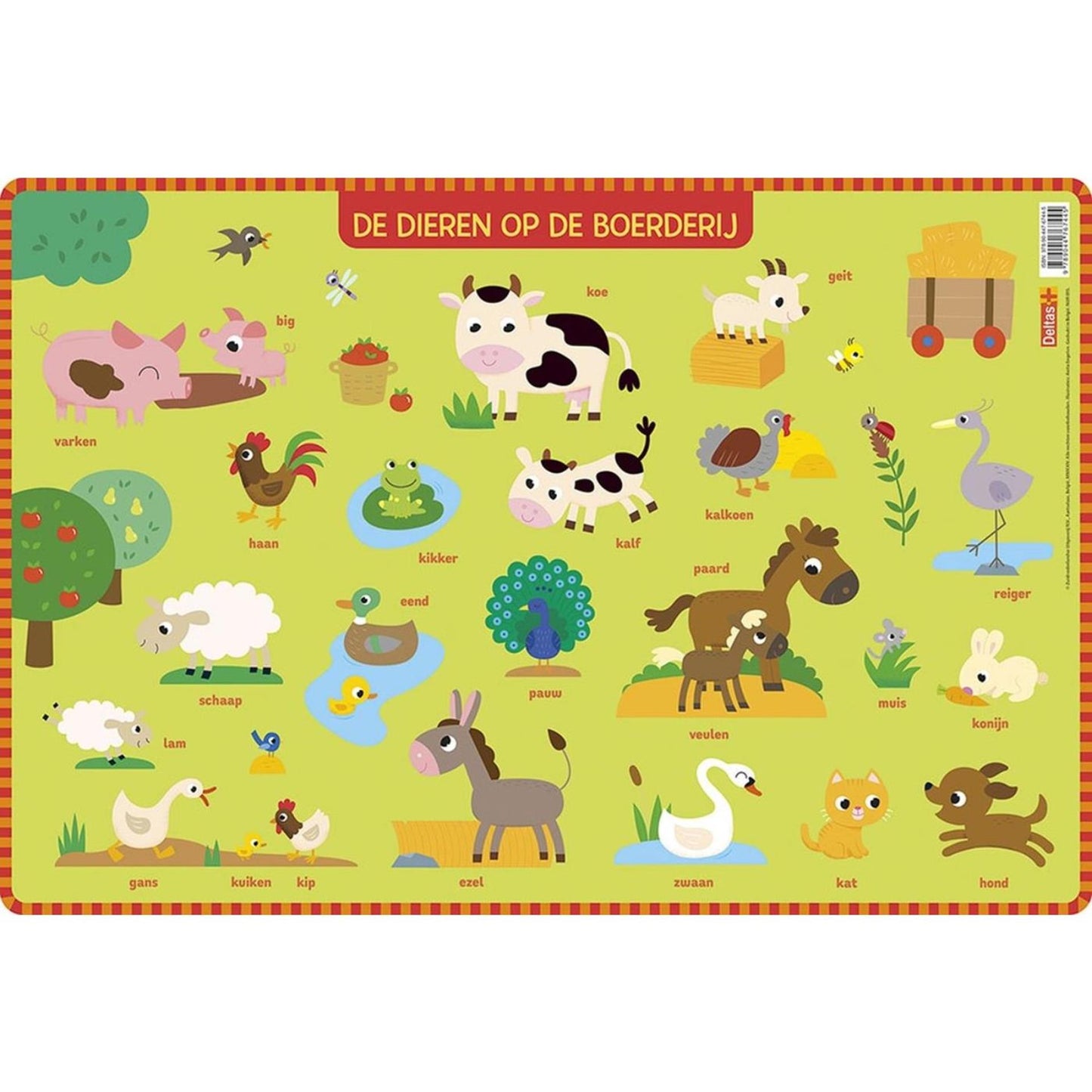 Deltas educatieve onderlegger - de dieren op de boerderij 47,5x32cm