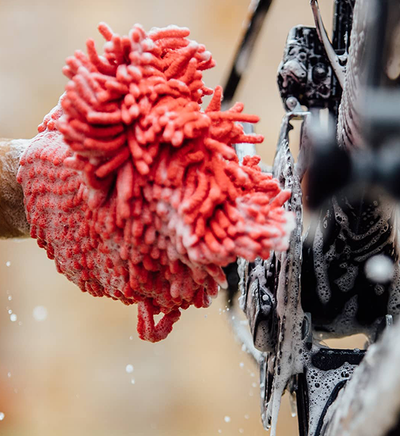 washandschoen microvezel rood