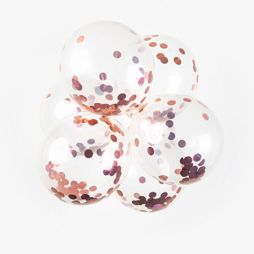 Globos confetti ballonnen papieren confetti metallix rose goud, 6st.