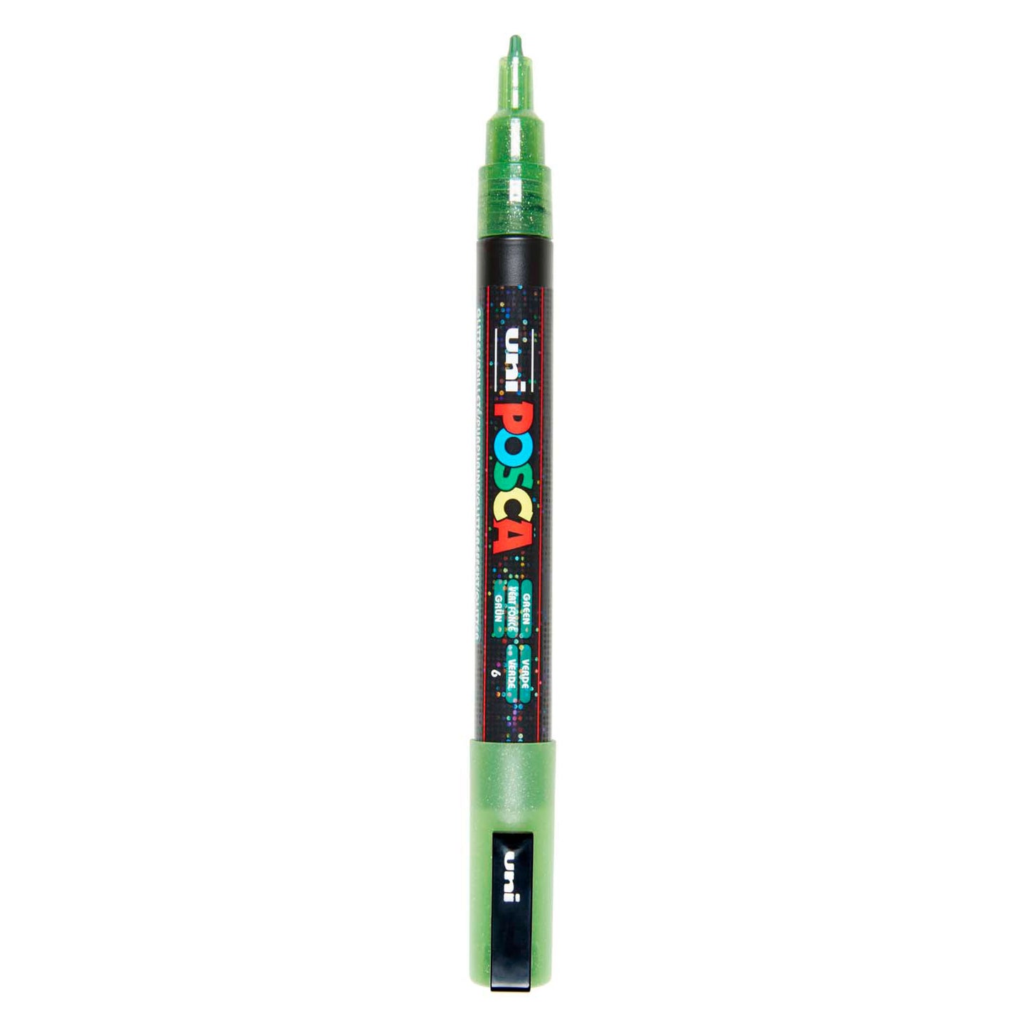 Uni posca pc3m verfmarker glitter lichtgroen - ronde punt tot 1,3 mm