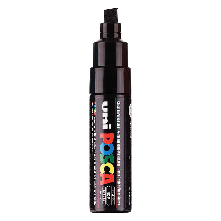 Uni posca verfmarker 8k zwart - beitelpunt 8mm