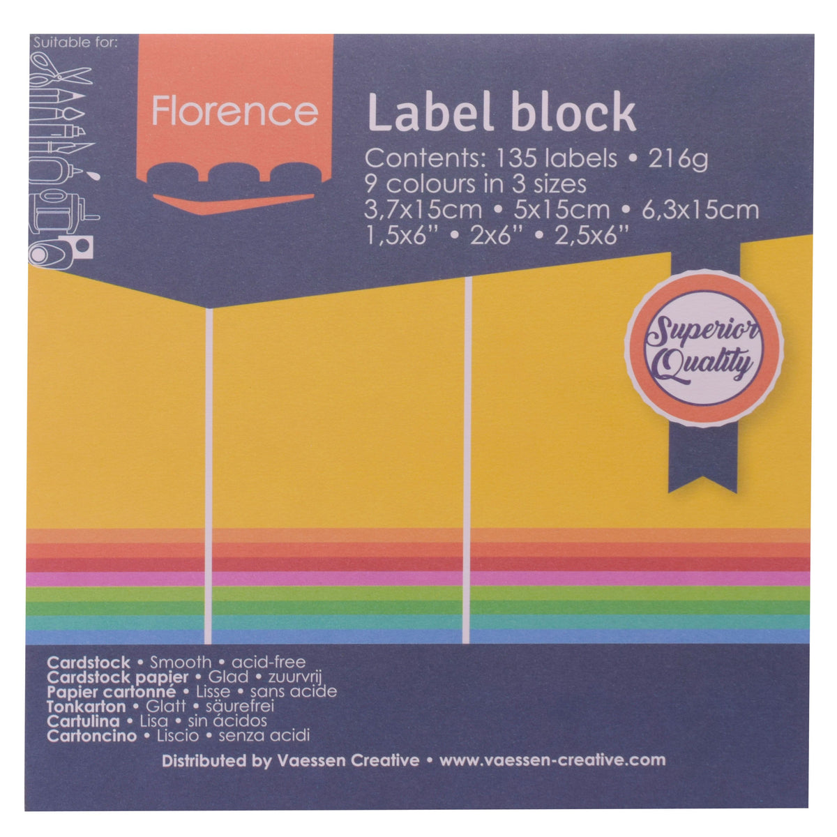 Florence • labelblok 216g brights 135x