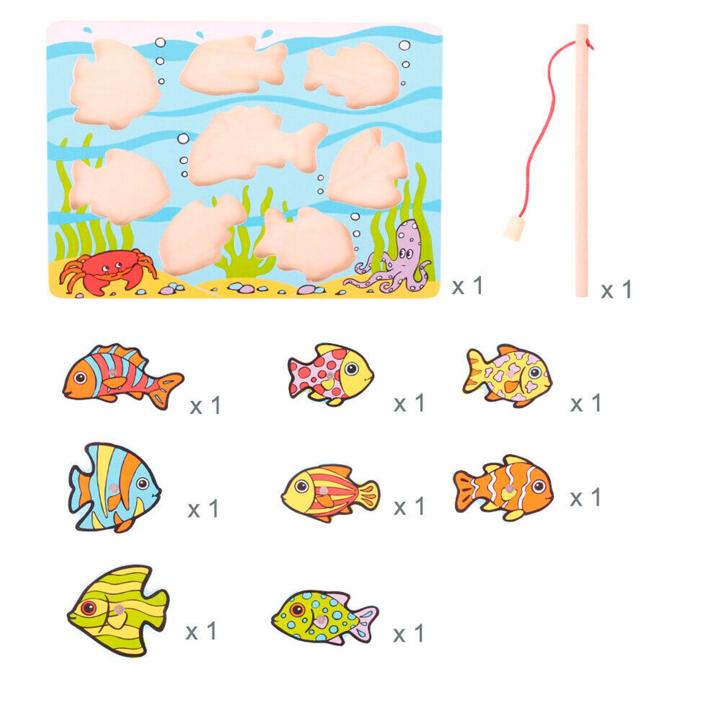 Bigjigs puzzel spel - visjes vangen - tropische vissen - 8st.
