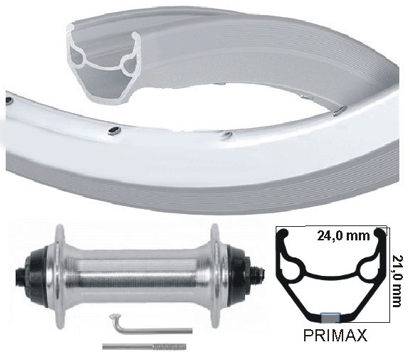 Kgs voorwiel 28 inch (622) velg primax str 20 zilver uitvalnaaf
