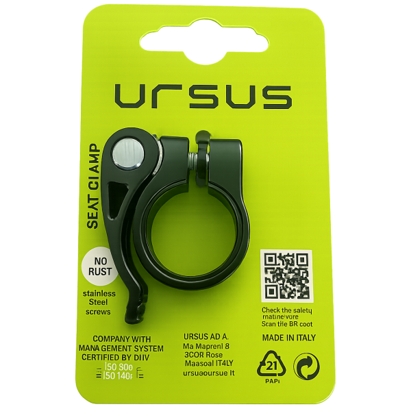 Ursus zadelpenklem met snelspanner ø25.7 mm aluminium - zwart