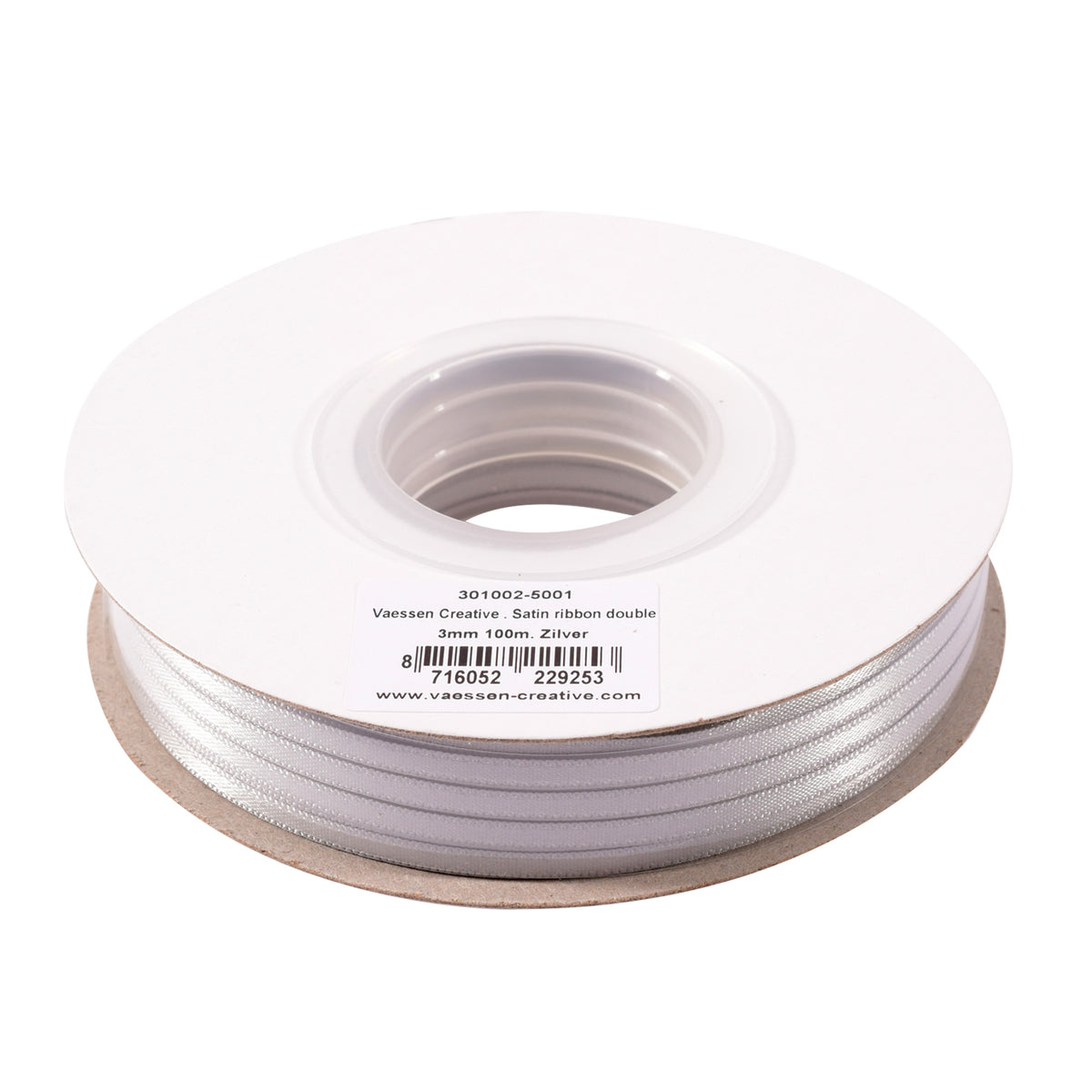 Vaessen creative • satijn lint 3mmx100m zilver