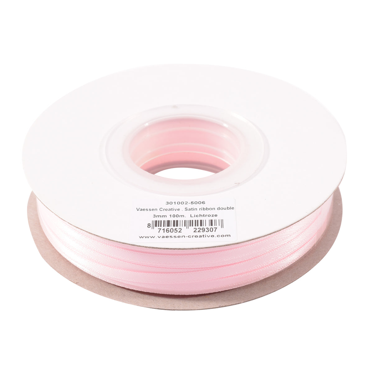 Vaessen creative • satijn lint 3mmx100m pastel roze