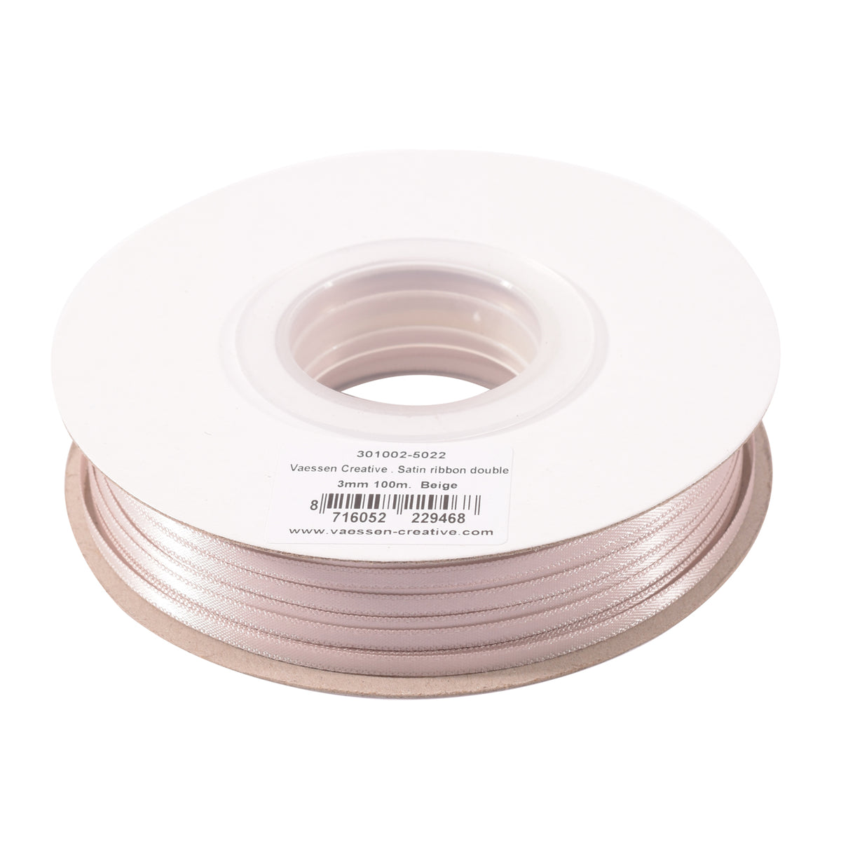 Vaessen creative • satijn lint 3mmx100m beige