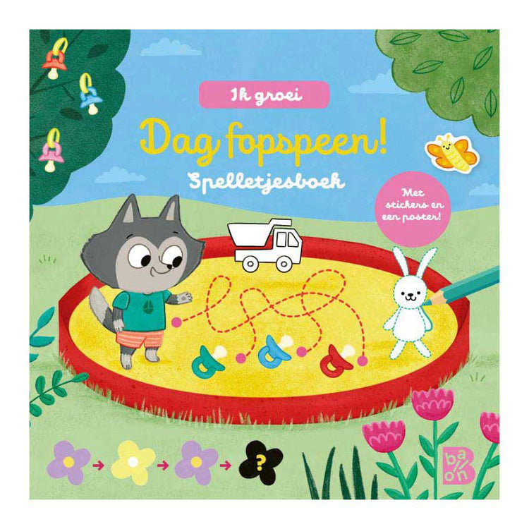 Standaard uitgeverij spelletjesboek dag fopspeen met stickers en poster