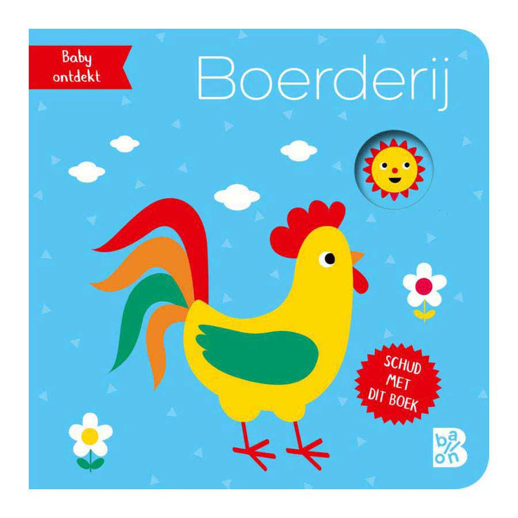 Standaard uitgeverij mini schudboekje met rammelaar - boerderij