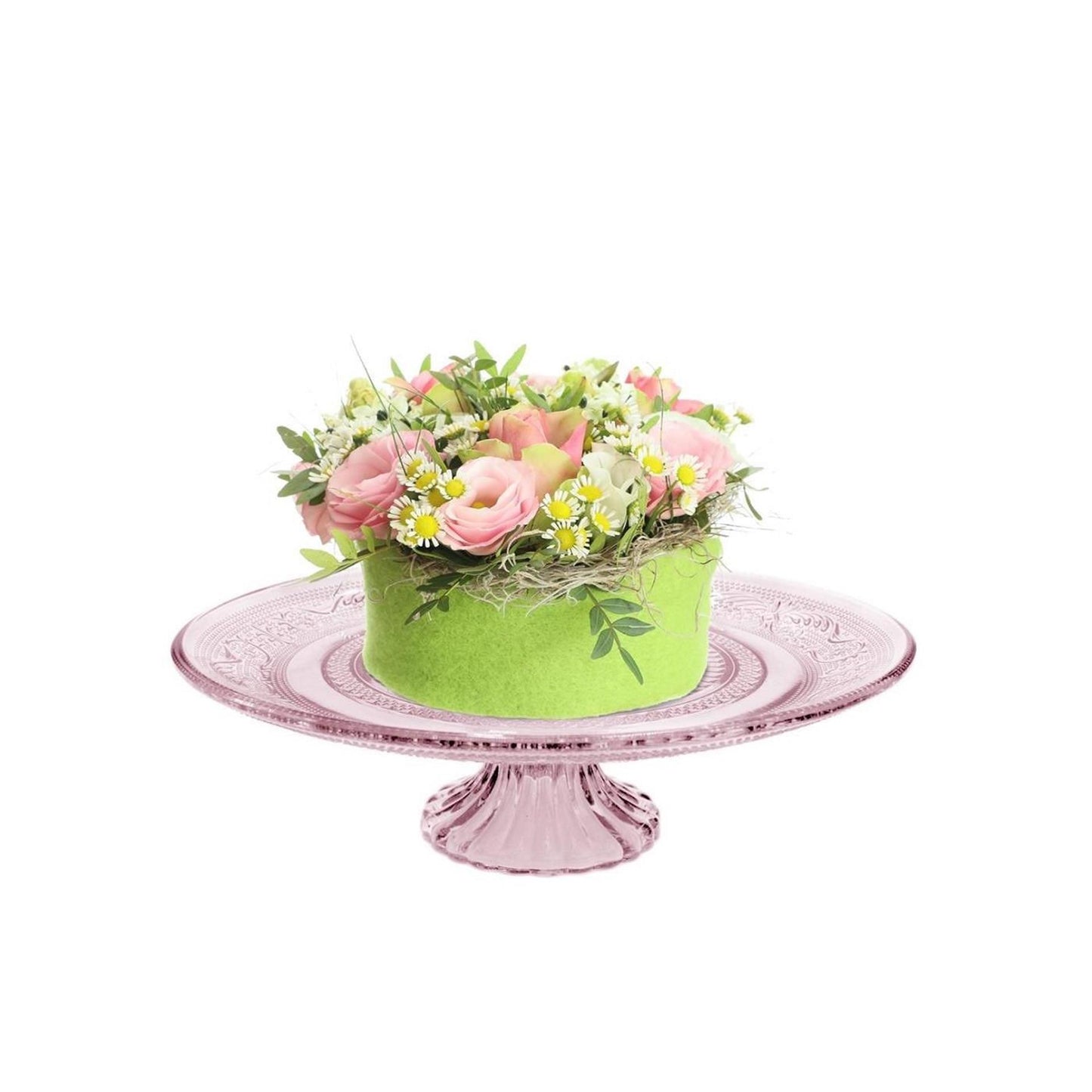 Ideas 4 seasons schaal op voet glas ø23xh8cm roze