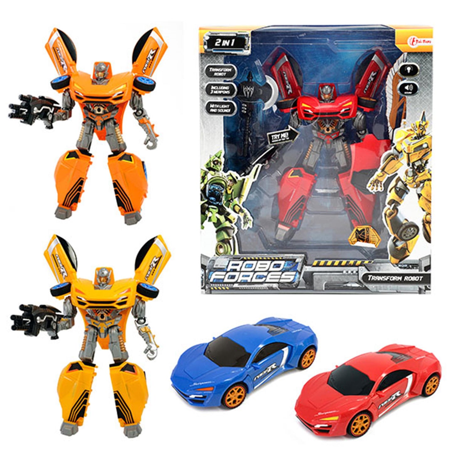 Toi-toys toi toys roboforces veranderrobot superauto + licht en geluid