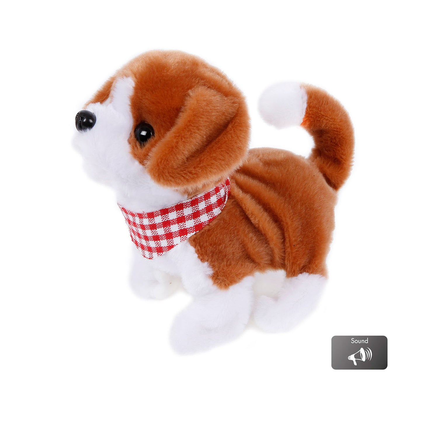 Take me home loophond pluche 17 cm junior wit bruin