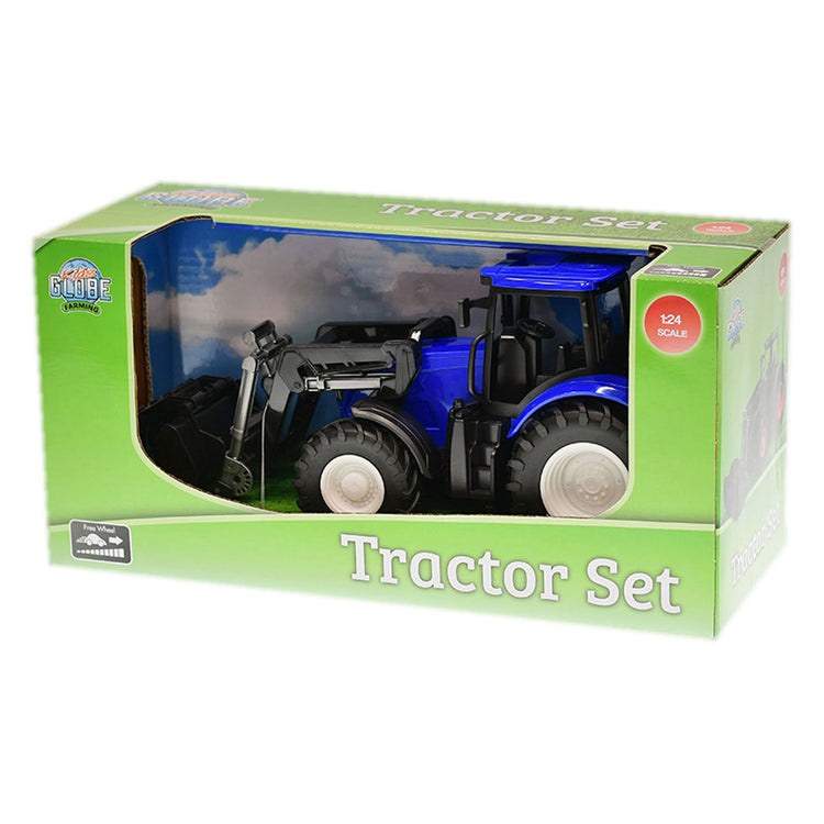 Kids globe tractor met frontlader - blauw