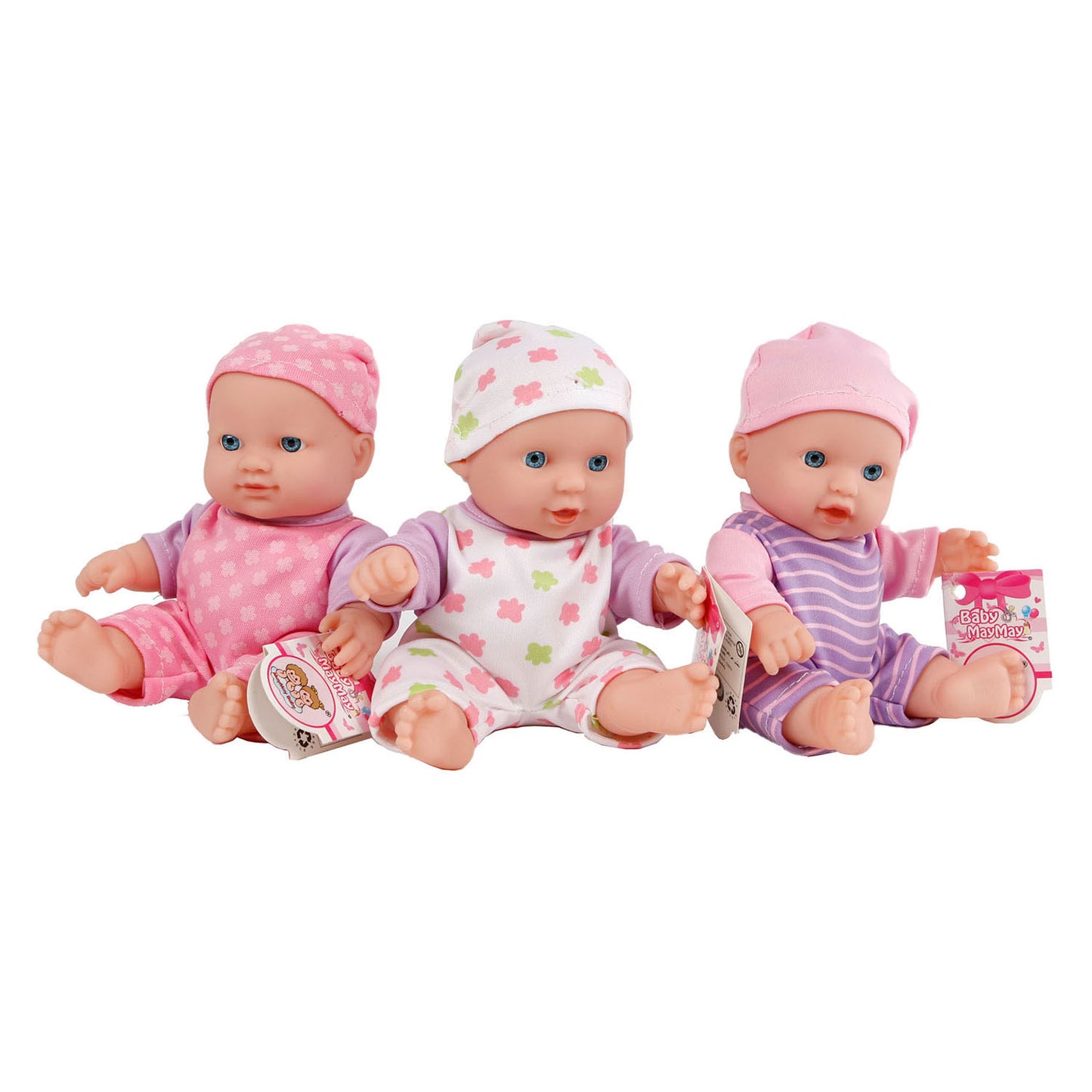 Babypop met print outfit, 20cm