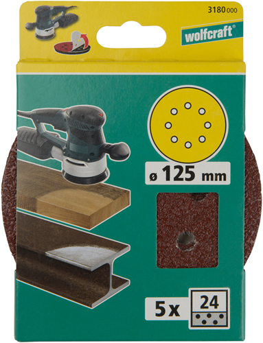 Wolfcraft hechtschuurschijven | k24 | geperforeerd | ø125mm | 5 stuks - 3180000